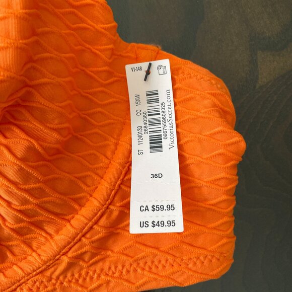 Victoria's Secret Swim Mix & Match Full Coverage Bikini Top Orange - SZ 36D  NEW - Picture 6 of 7